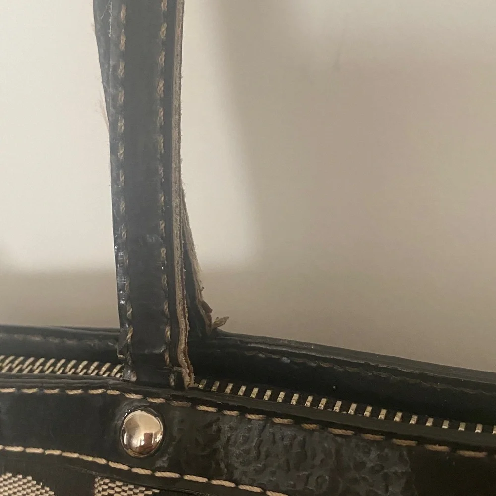 Coach Legacy Stripe Black and Taupe Signature Tote F17433